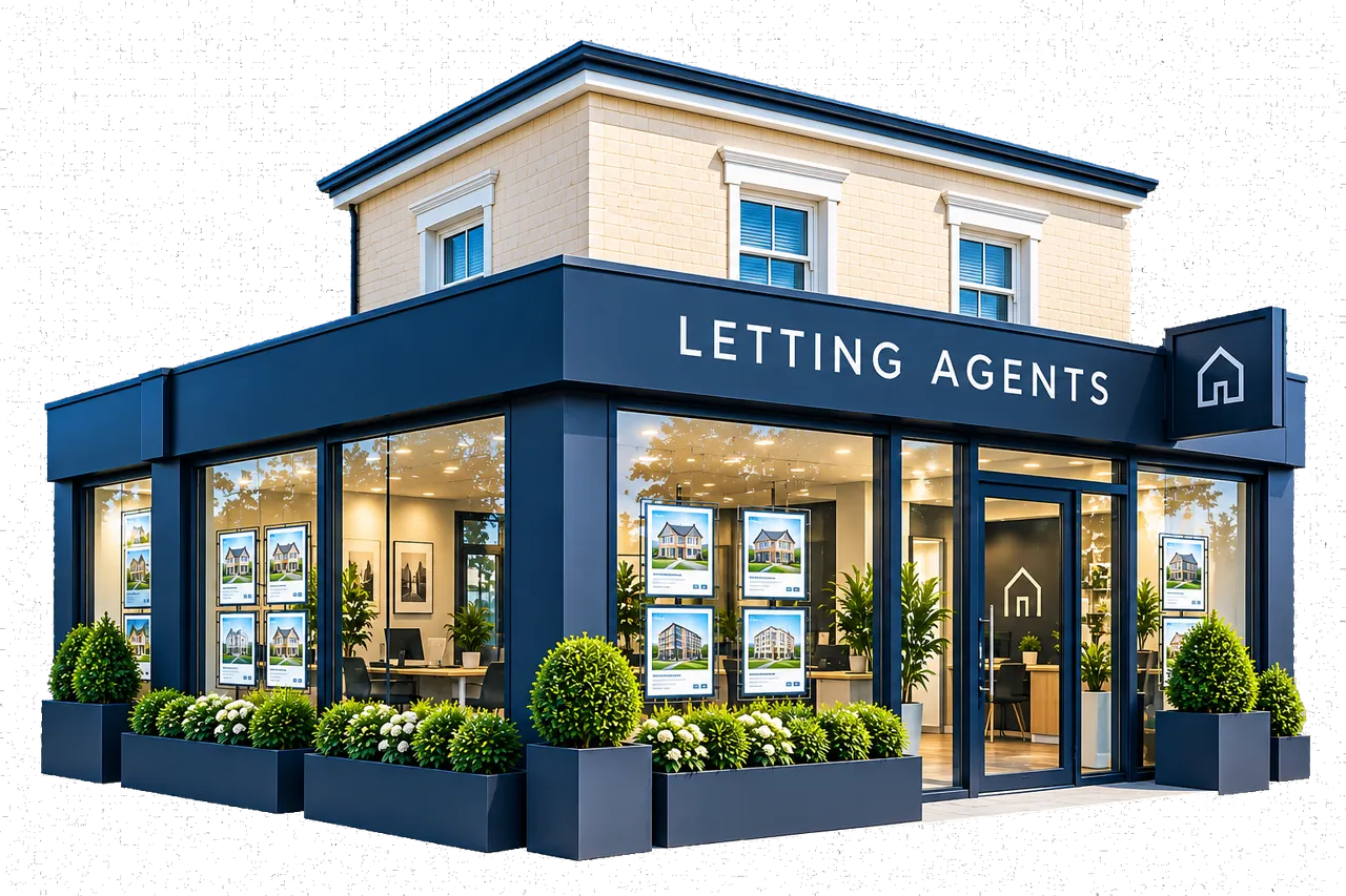 Modern letting agent storefront
